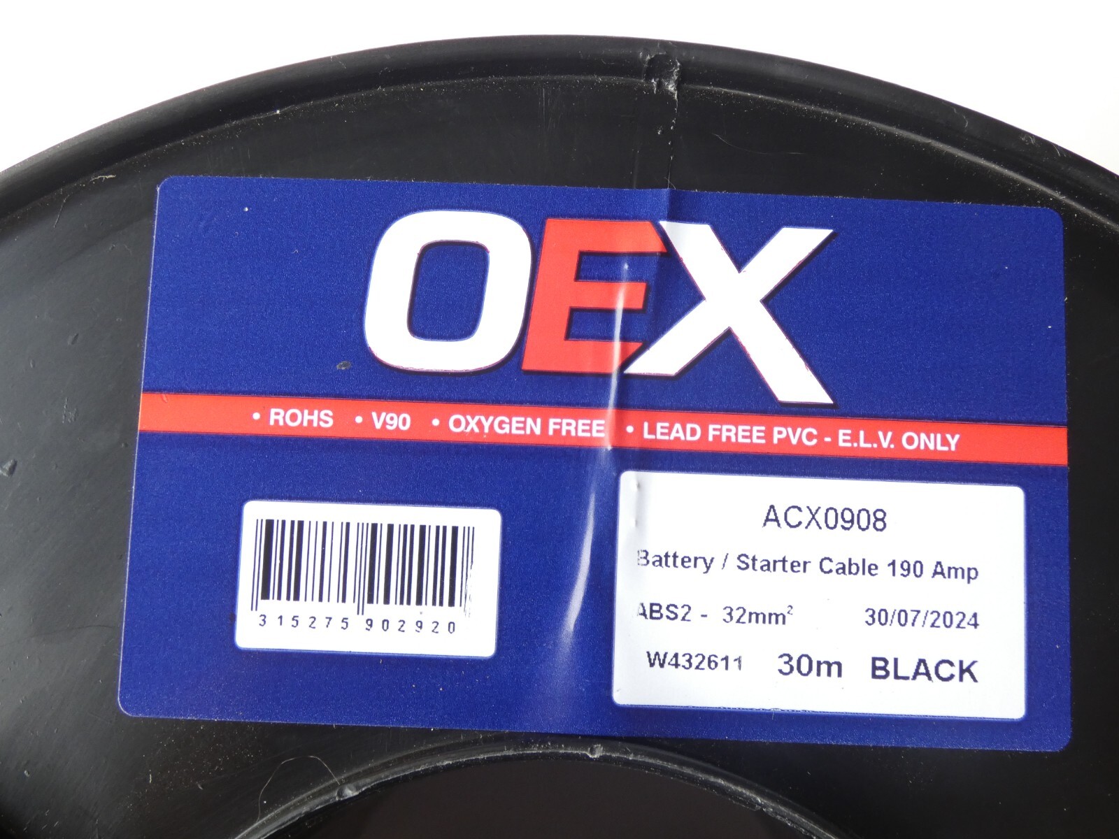OEX 2 BS Battery Cable 190 AMP Copper Wire Various Lengths Crimp Connector