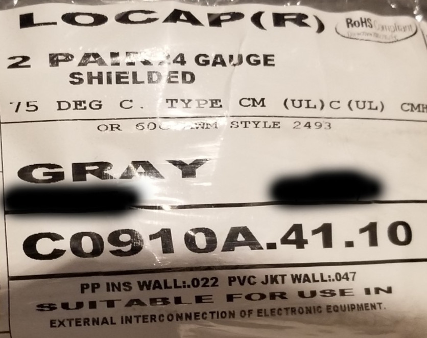 Carol C0910A 24/2P Individ Shielded Pairs Lo-Cap/LOCAP Computer Cable Gray/50ft