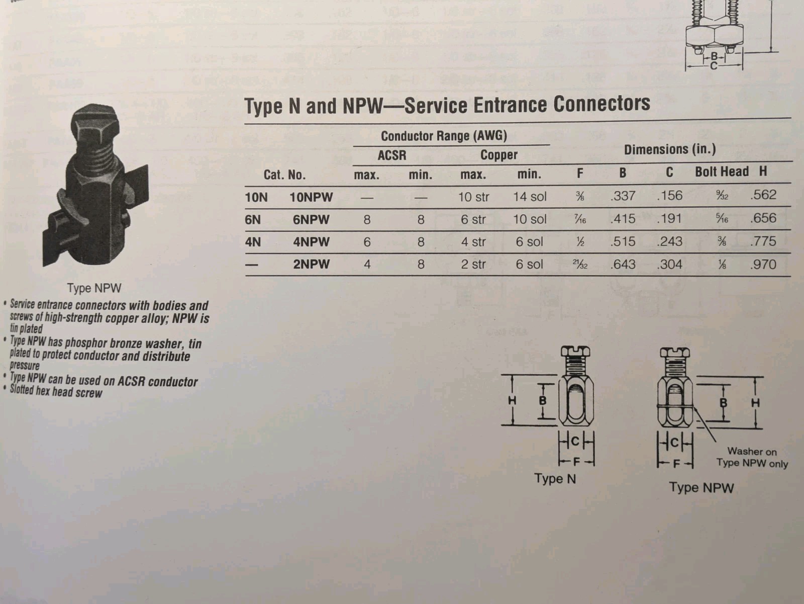 (8 Pc) Blackburn 4N, 35 kV, 6 AWG Sol to 4 AWG Str, Copper, Service Connector