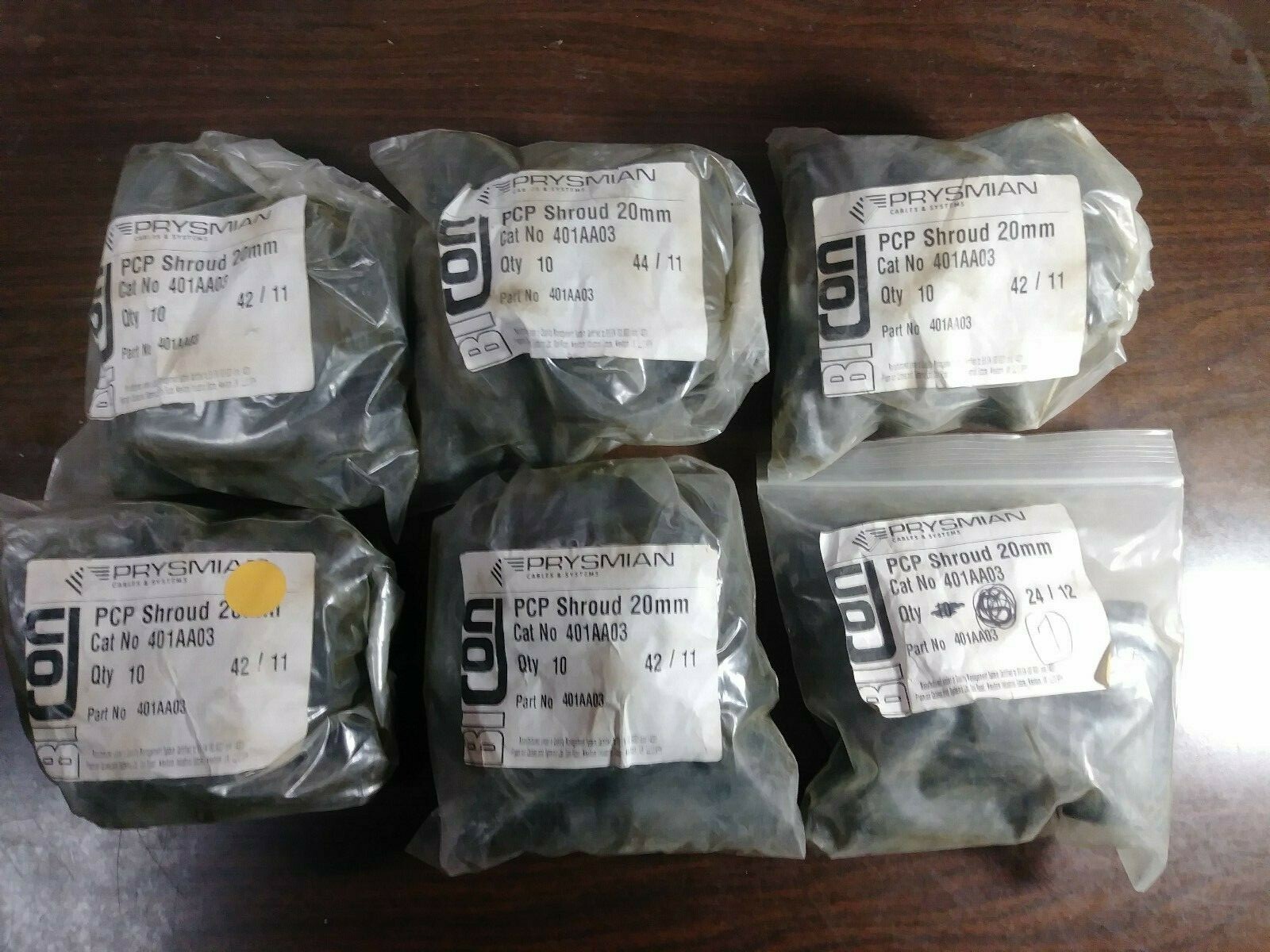 PRYSMIAN BICON 401AA03 PCP SHROUD CABLE GLANDS 20 MM NEW IN BAG LOT OF 6