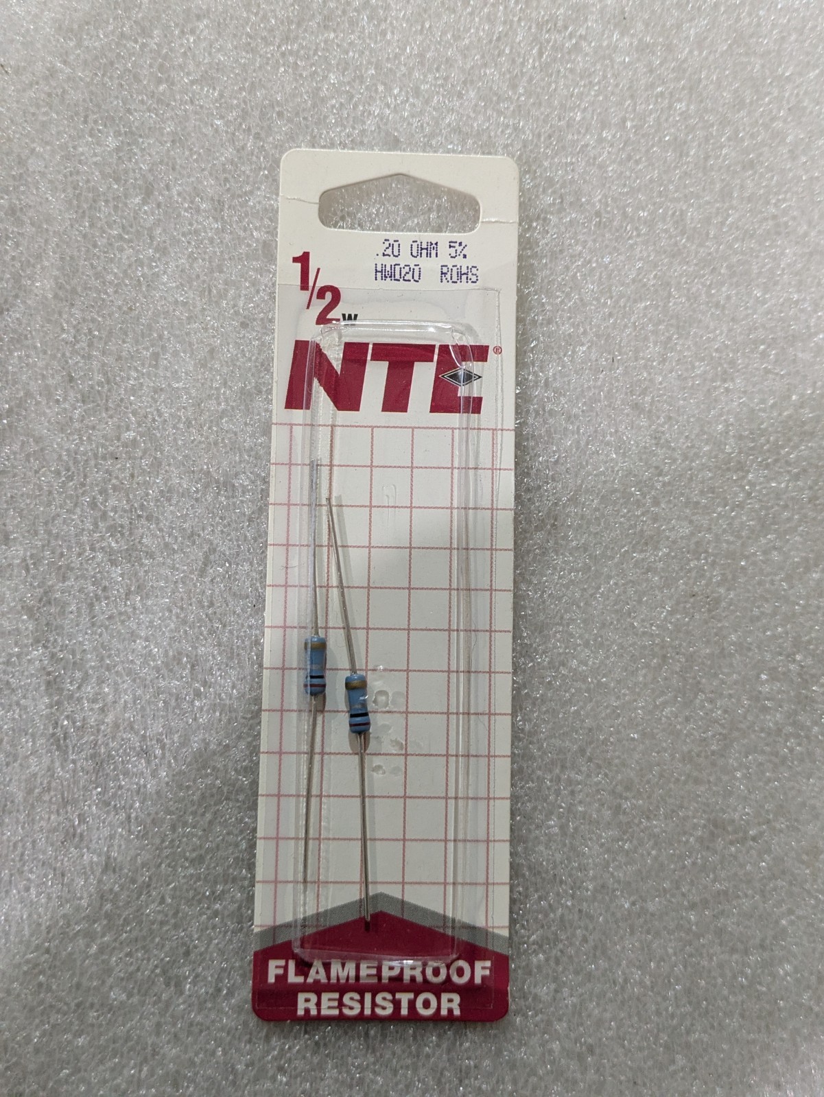 NTE FLAMEPROOF RESISTOR 1/2W .20 OHM 5% HWD20