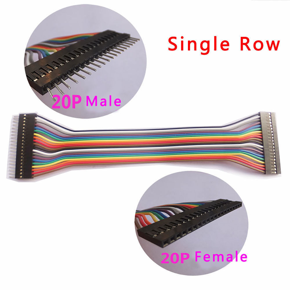 1x2P-2x20P Male-Female Single/Double Row DuPont 2.54mm Rainbow Cable Jumper Wire