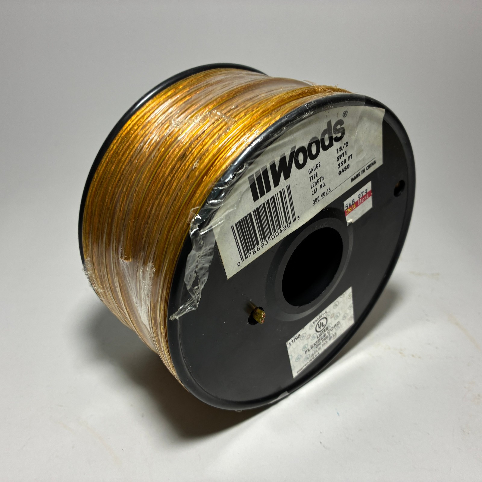Woods 18/2 Thermostat Doorbell Wire 2 Conductors Solid Copper – 250 Feet SPT1