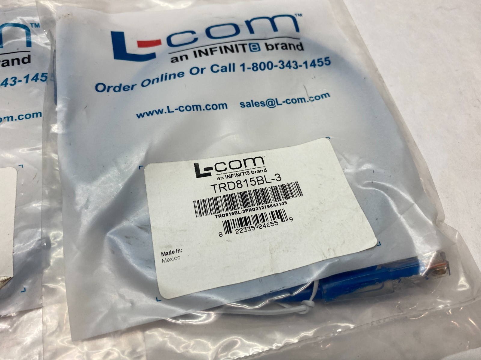 L-Com TRD815BL-3 Ethernet Patch Cable Cat5e Blue LOT OF 9