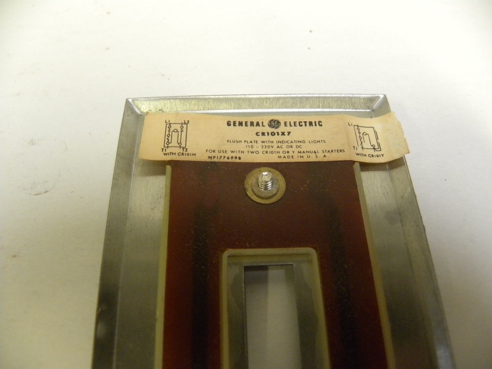 Unused GE General Electric CR101X7 Flush Manual Starter Plate Pilot Light (A5)