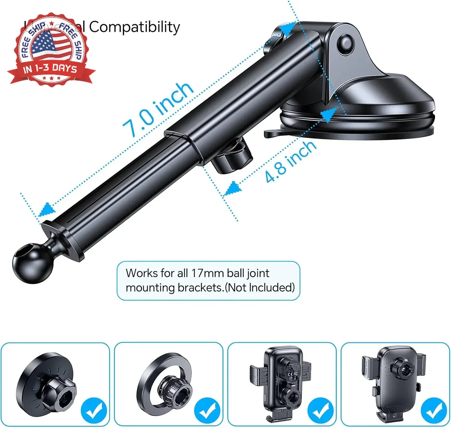 GPS Suction Cup Mount for Garmin GPS Mount[Strong suction]Replacement GPS Dash M