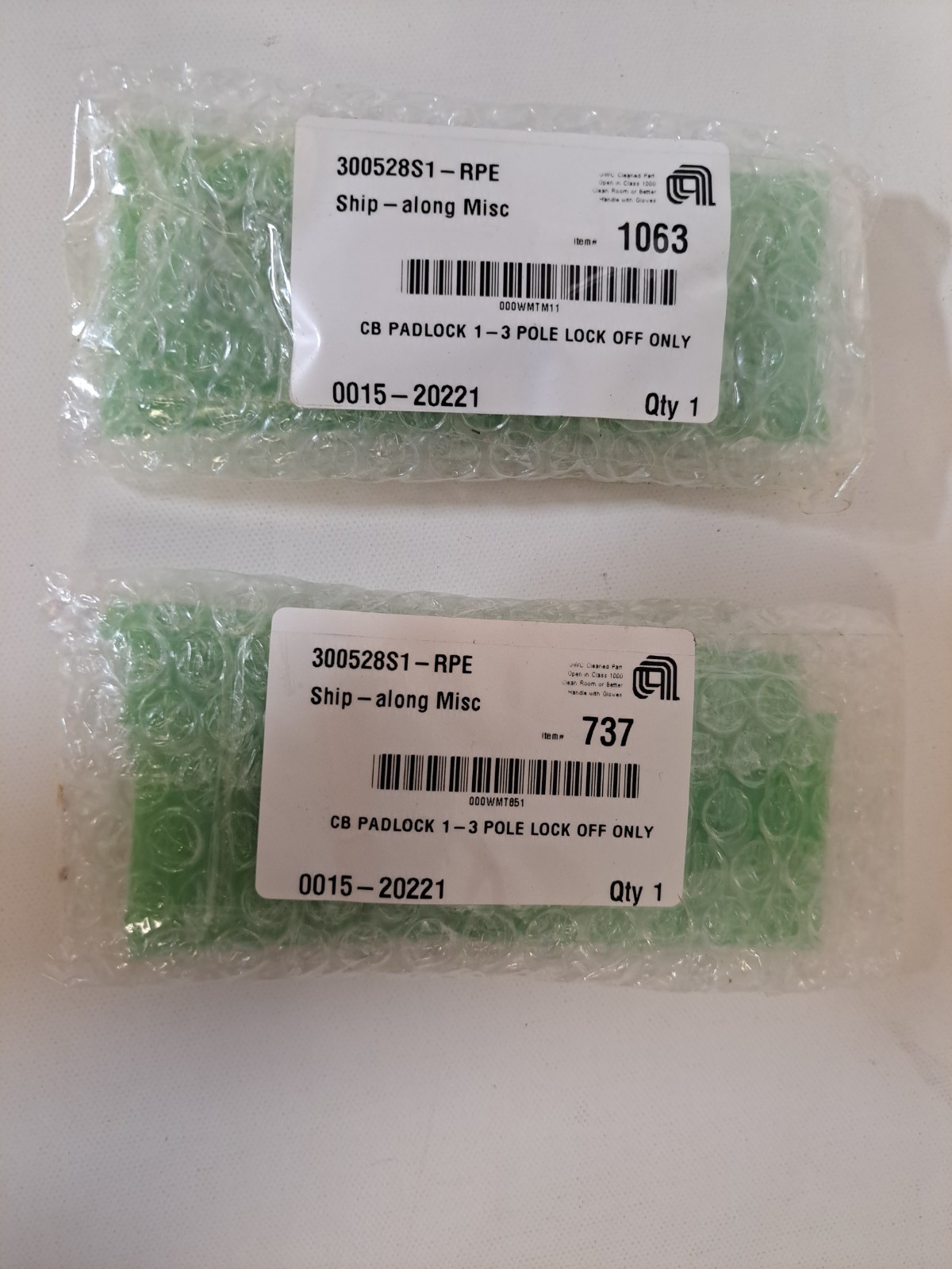 Lot of 2 Applied Materials AMAT 0015-20221 CB Padlock 1-3 Pole Lock Off Only