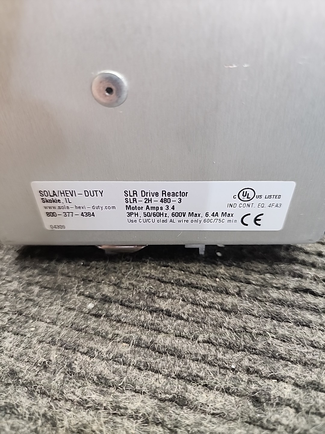 EGS SLR-2H-480-3, DRIVE REACTOR, 3PH, 50/60HZ, 600V, 6.4A, NEW #247792