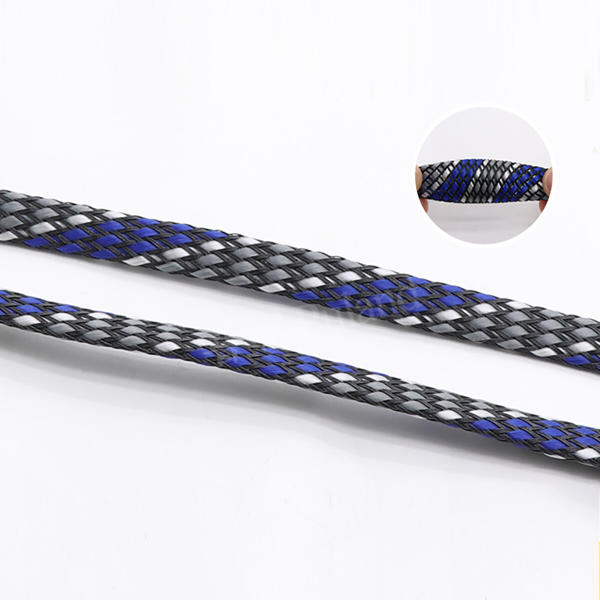 Blue/White/Gray PP Cotton&PET Expandable Braided Sleeve Sheath Cable DIY Modding