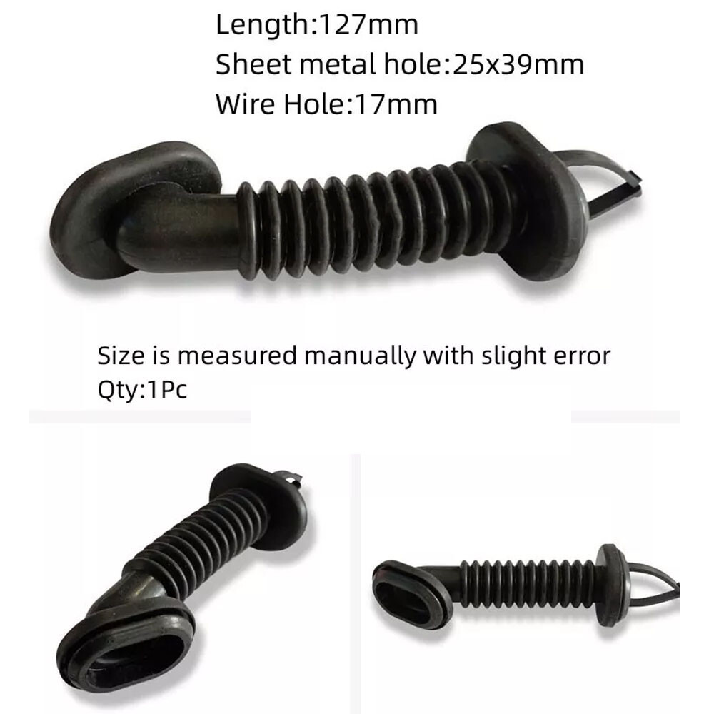 1X 25mm x 39mm Car Harness Wiring Door Tube Rubber Sleeve Dust-proof Oval Black