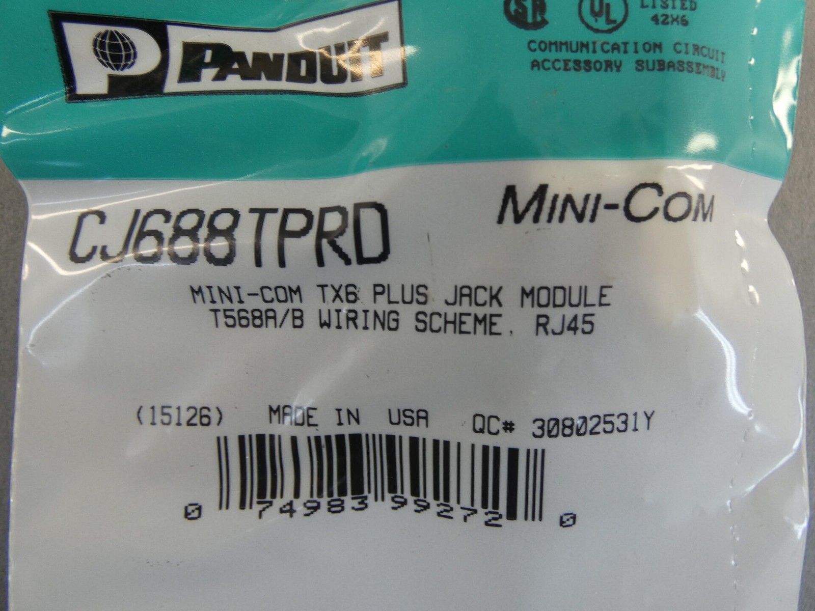 Panduit CJ688TPRD Mini-Com TX6 Plus Series Class E, 8-Position UTP Jack Modul…