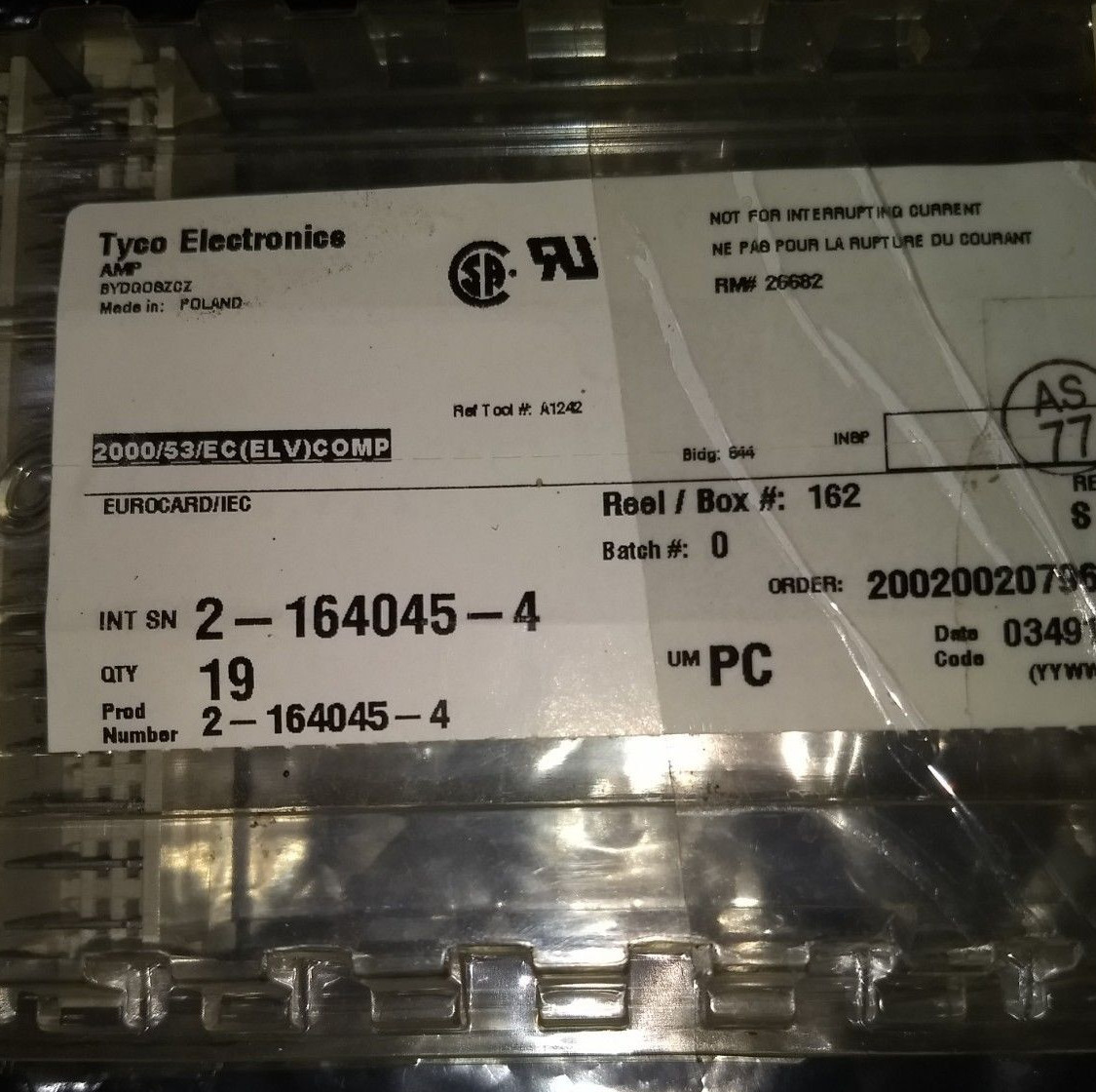 Qty 4-TYCO ELECTRONICS-2-164045-4-DIN 41612 Connector TYPE F 48 Position, 3 Row