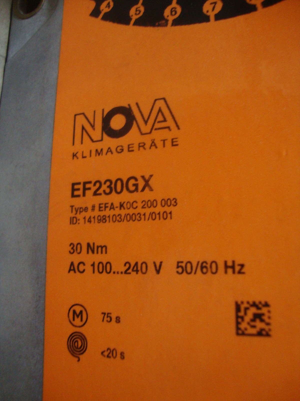 NOVA air conditioning units rotary actuator (EF230GX) type: (EFA-K0C200003) 30Nm, 100…240VAC