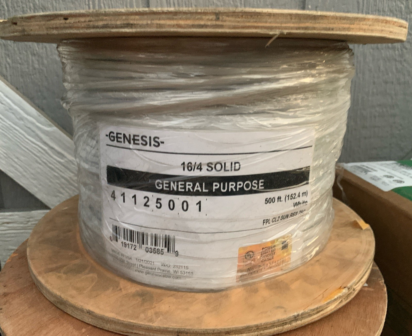 Honeywell Genesis 16/4 Solid Riser 500’ Wire White 41125001 Cable NEW ROLL