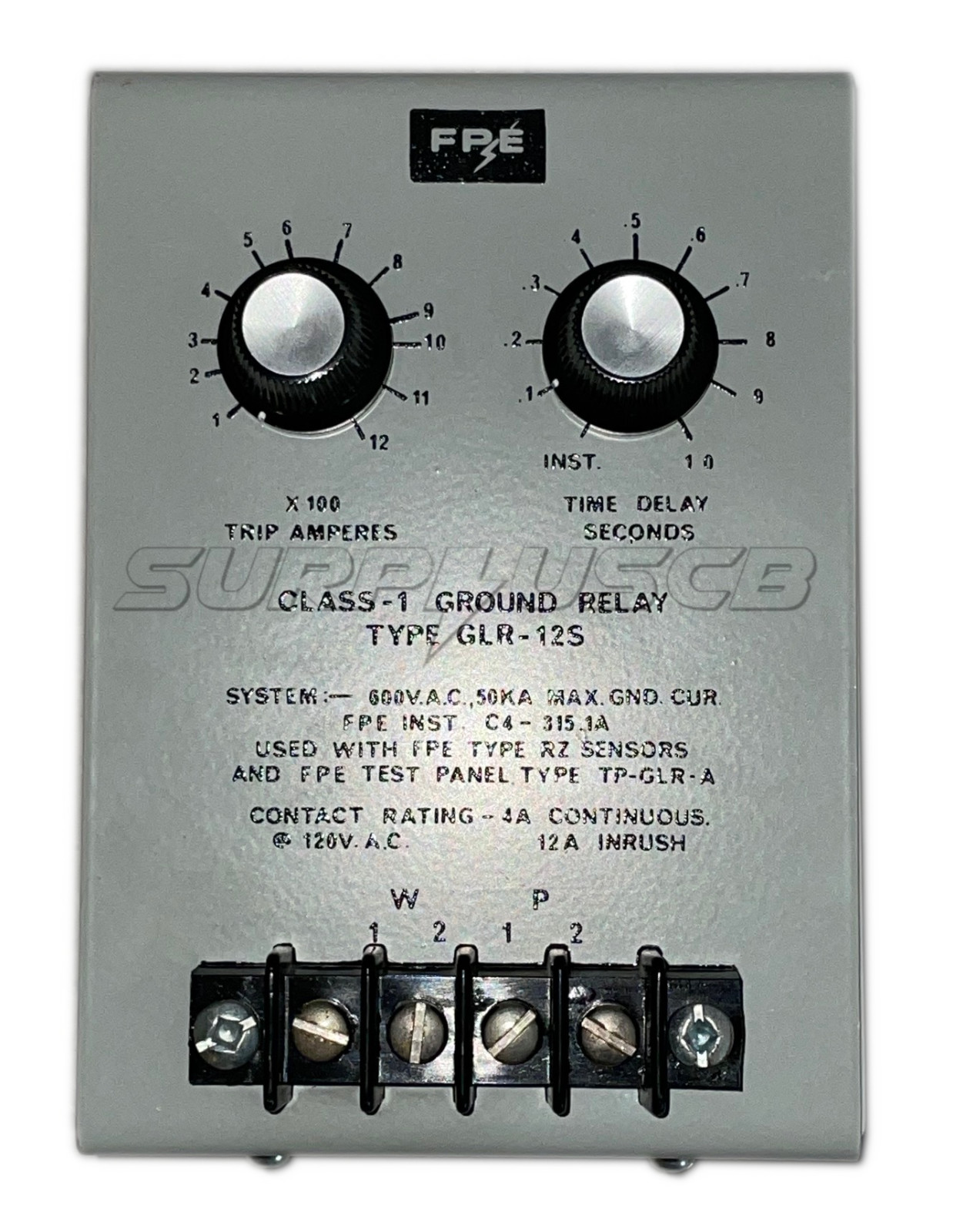 Federal Pacific GLR-12S Ground Fault Relay, 120Vac, 12 Amp, 50 kA, 1-10 Seconds