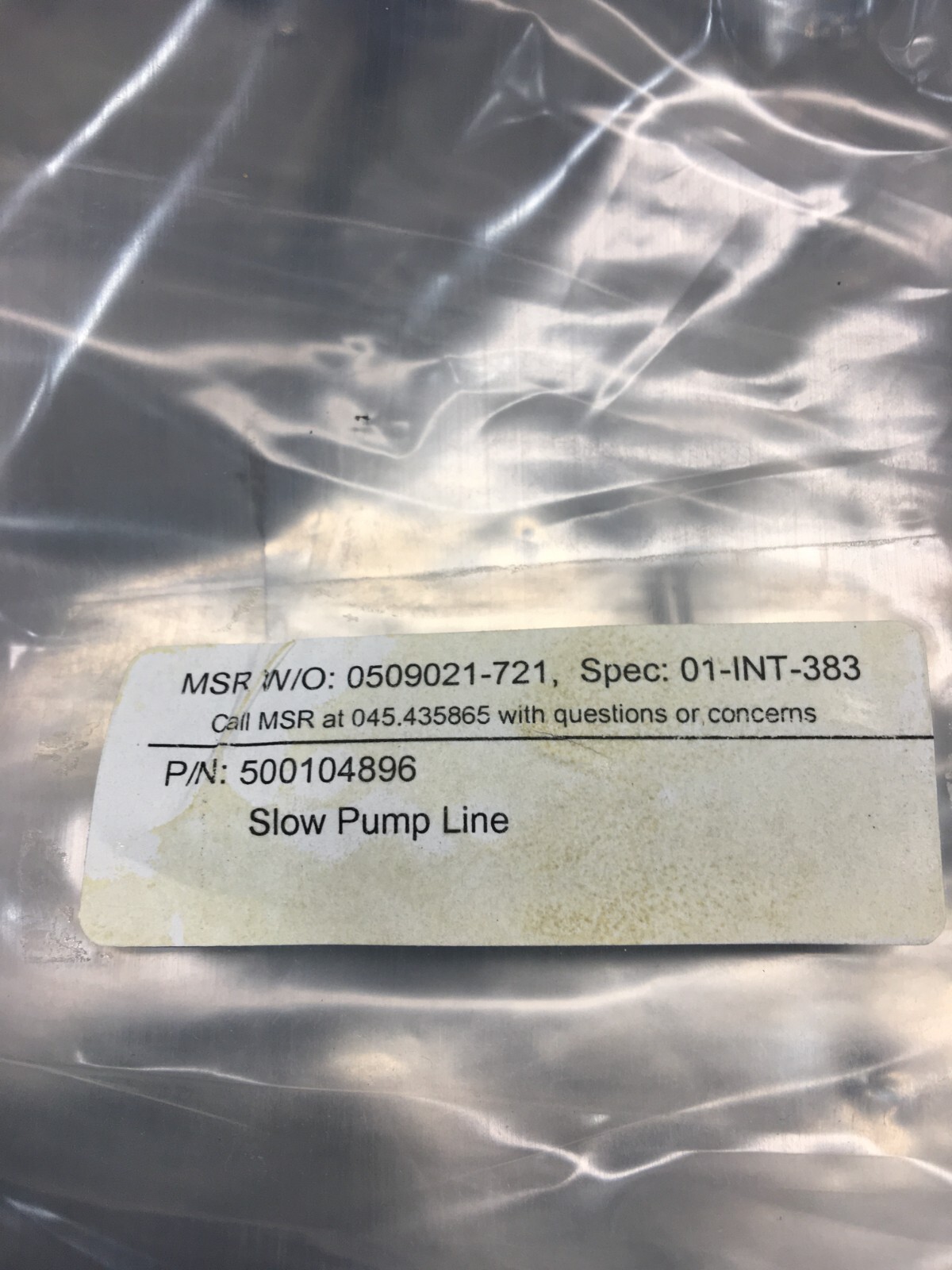 MSR 01-INT-383 Slow Pump Line, 104832