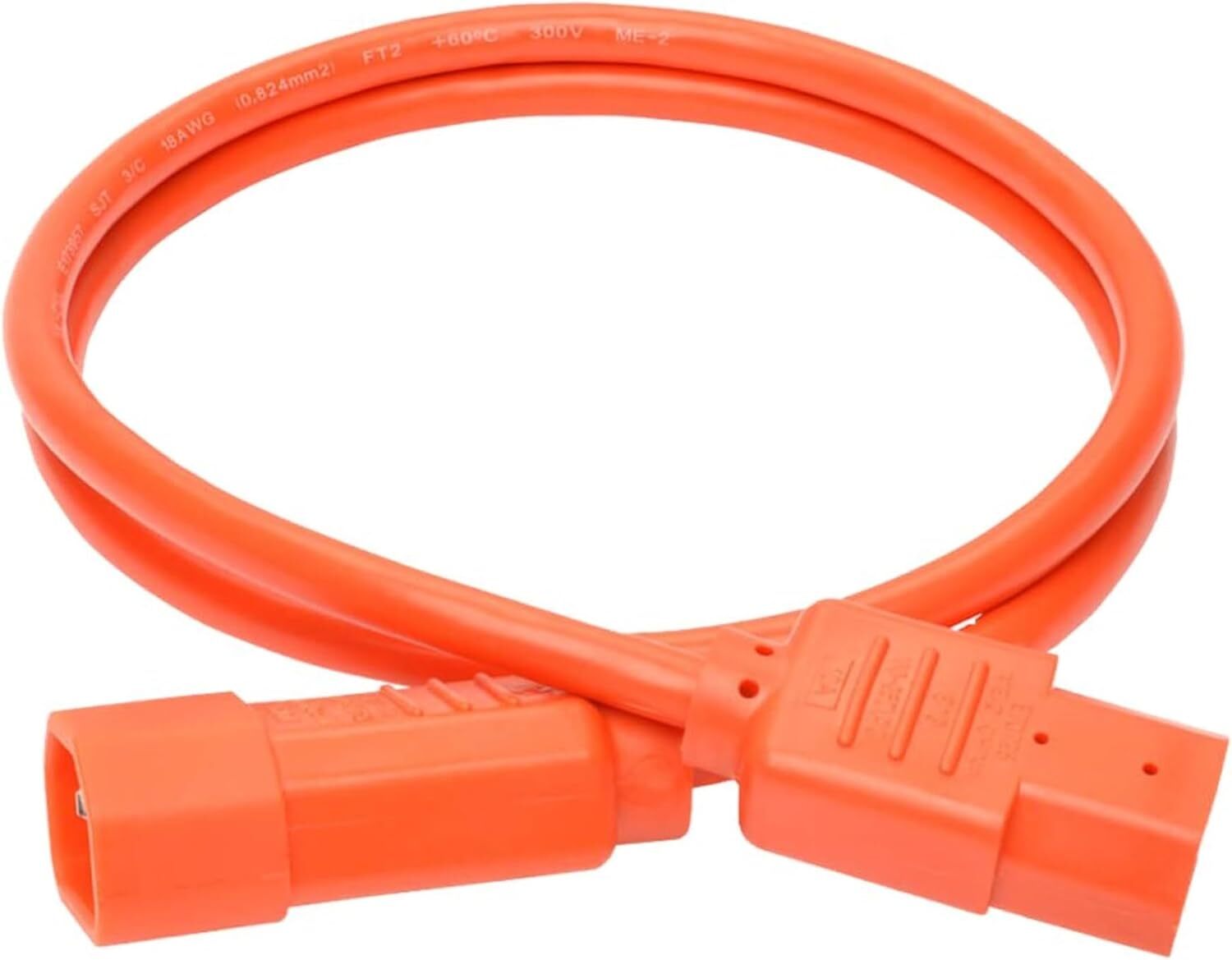 3 Ft Orange Power Extension Cord C14 to C13 UL Listed 18 AWG Computer Cable