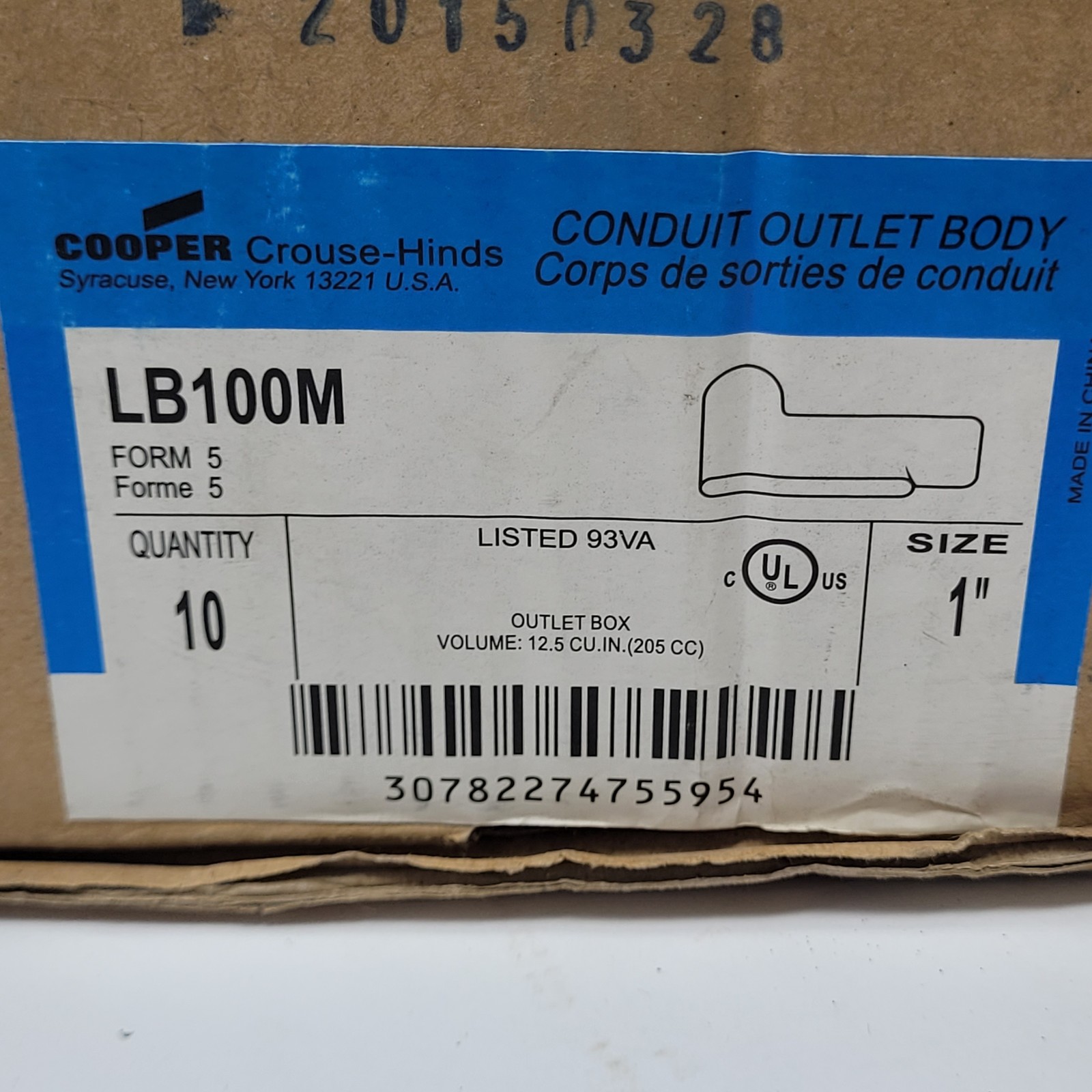 Lot of 10 – Crouse Hinds LB100-M Conduit Body 1LB Form 35 – NEW