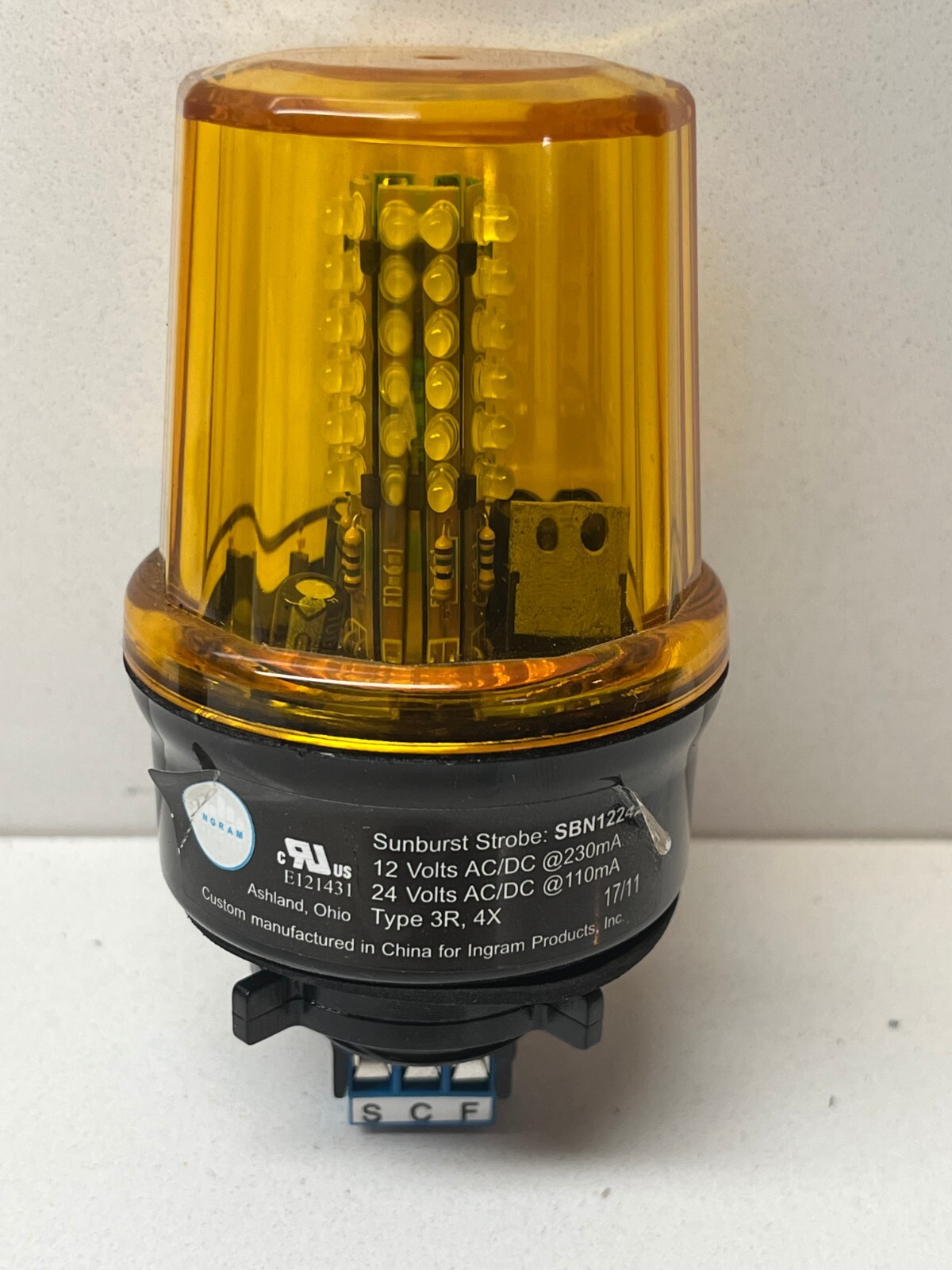 PAIR OF LED SUNBURST STROBE SBN1224AD YELLOW AND RED