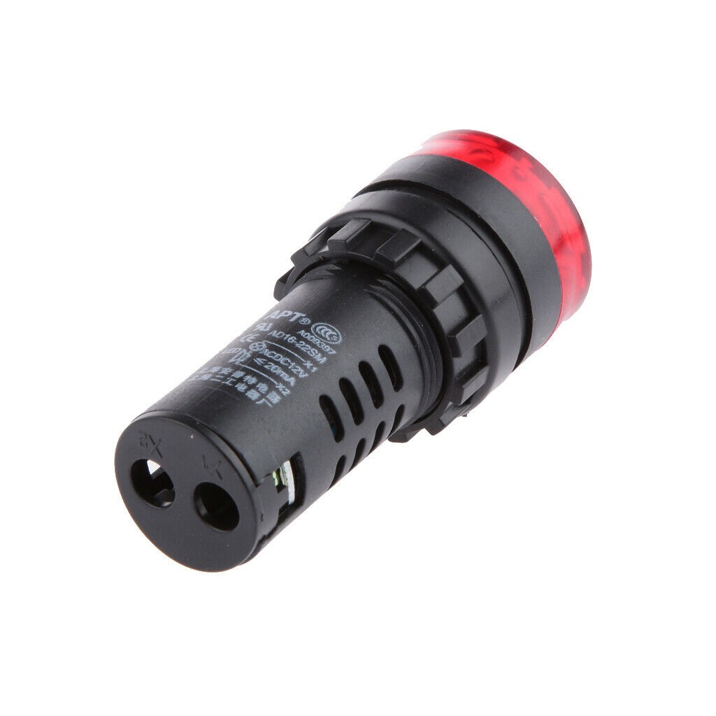 2Pcs Level 3 12V Red LED Buzzer Alarm Signal Indicator Flash Light Panel Mount D