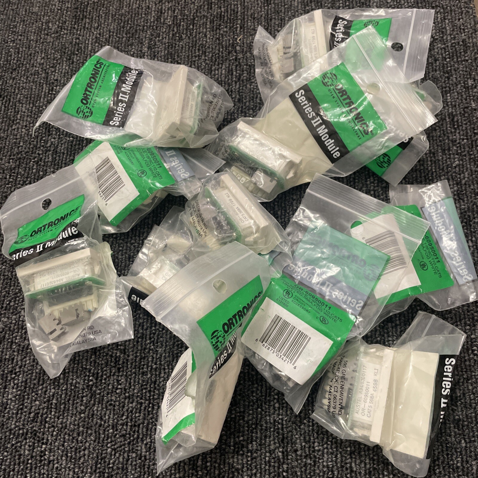 (12) Ortronics OR-60950011 PCB Modules 1/8P8C 110 CAT5 Fog White New