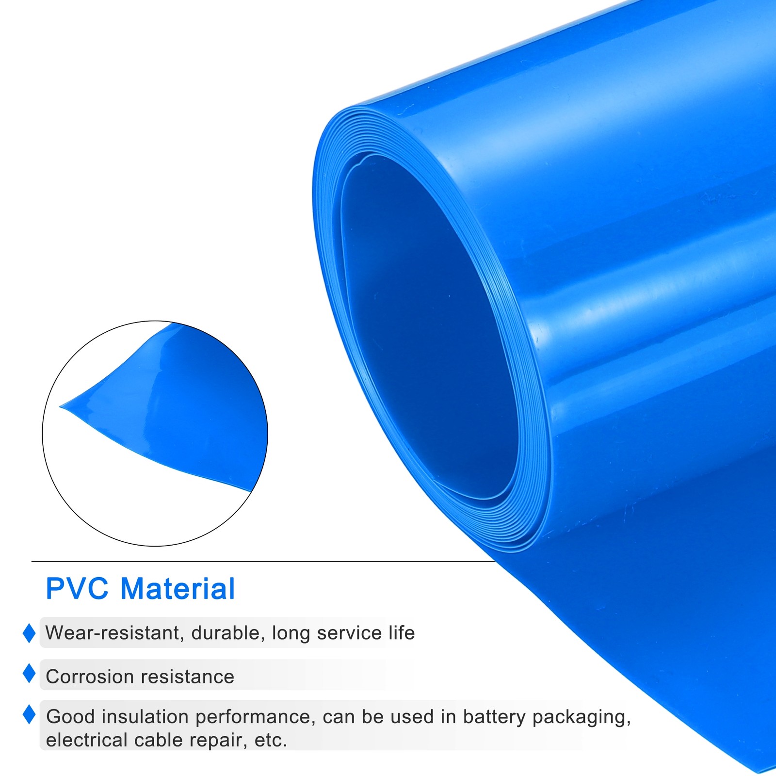 Battery Wrap Heat Shrink Tubing 35mm Dia 55mm Flat 8 Feet Blue