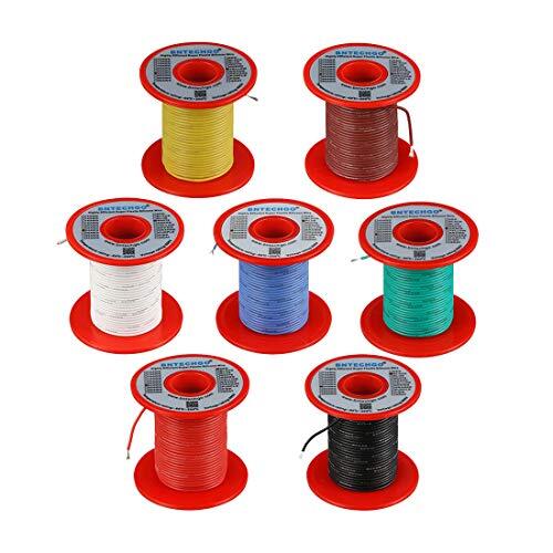 BNTECHGO 24 Gauge Silicone Wire Kit 7 Color Each 100 ft Flexible 24 AWG Stran…