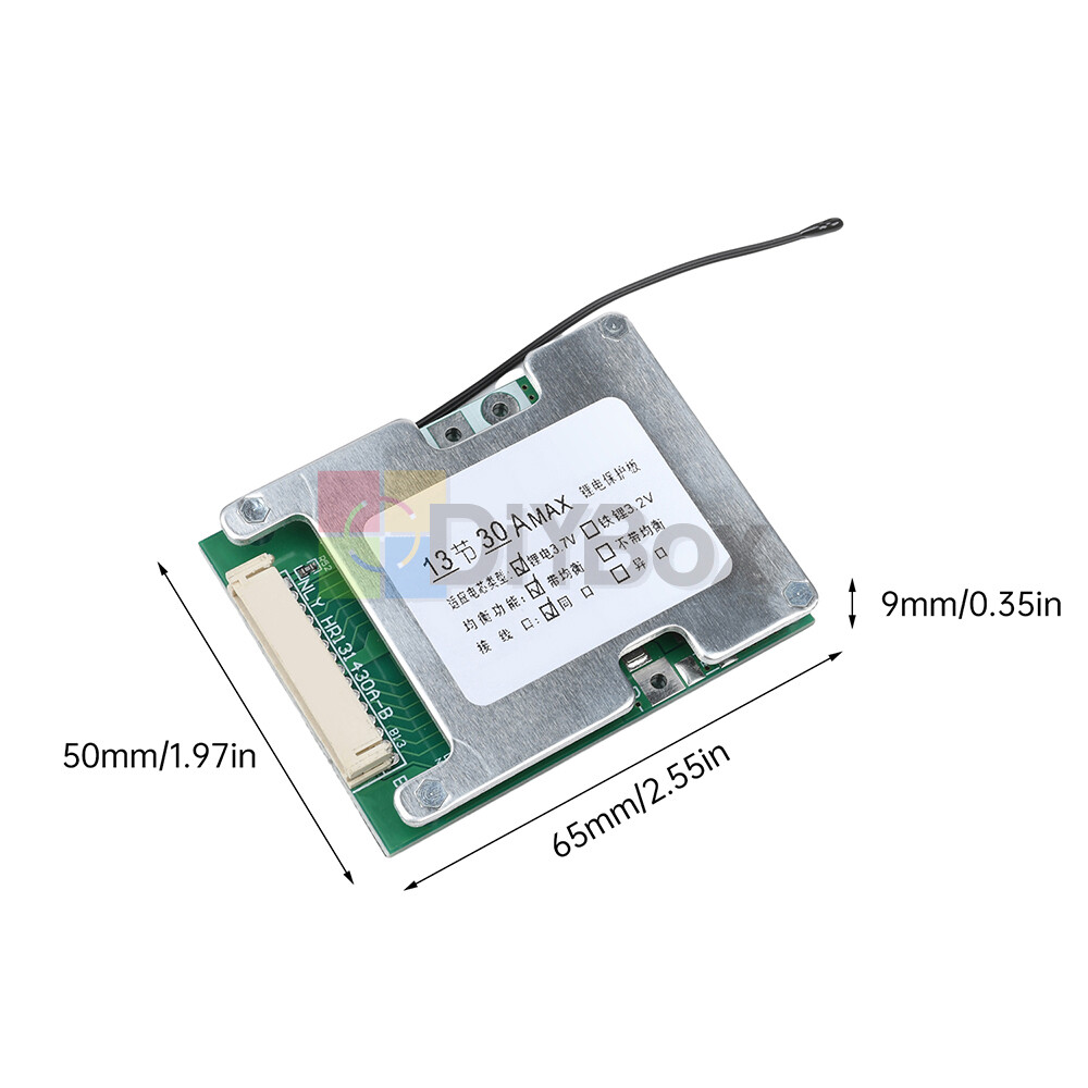 13S 48V 30A 18650 Li-ion Battery Protection Board BMS with Balance for E-Bike