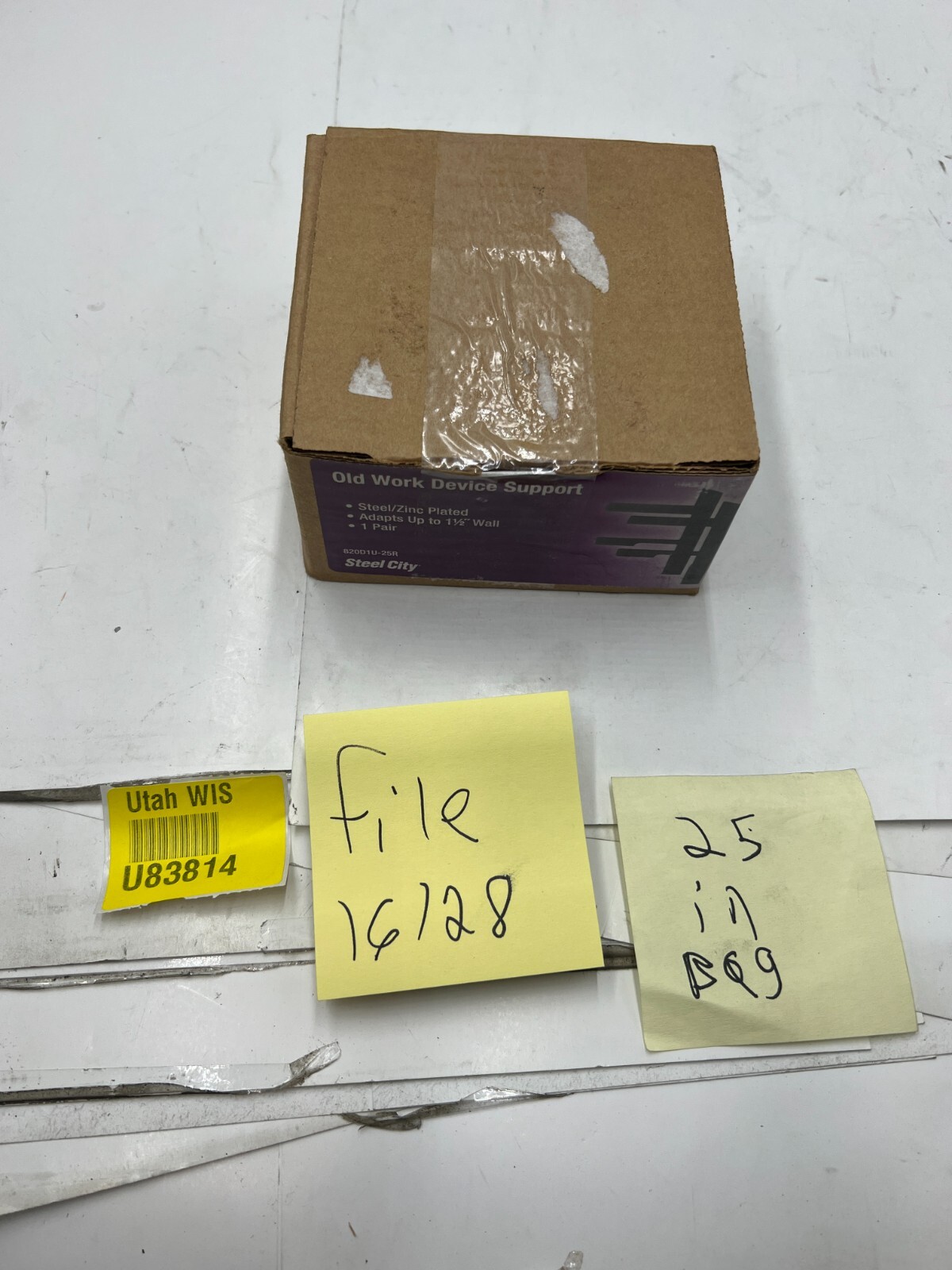 Box of 25 Pairs Steel City Thomas & Betts Old Work Device Box Support 820D1U-25R