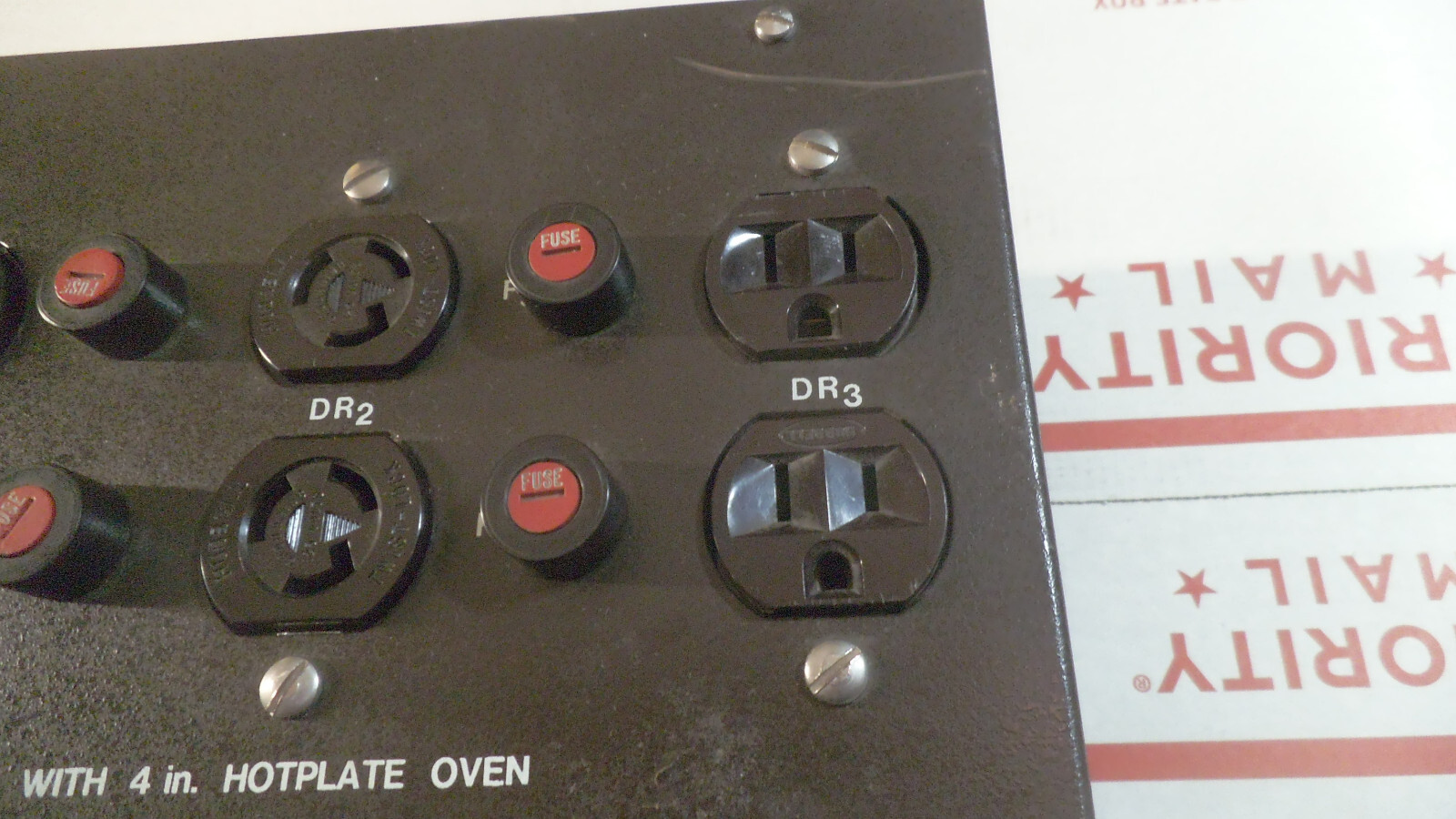 Custom electrical enclosure with Hubbell receptacles 12″ x 6″ x 5-1/2″