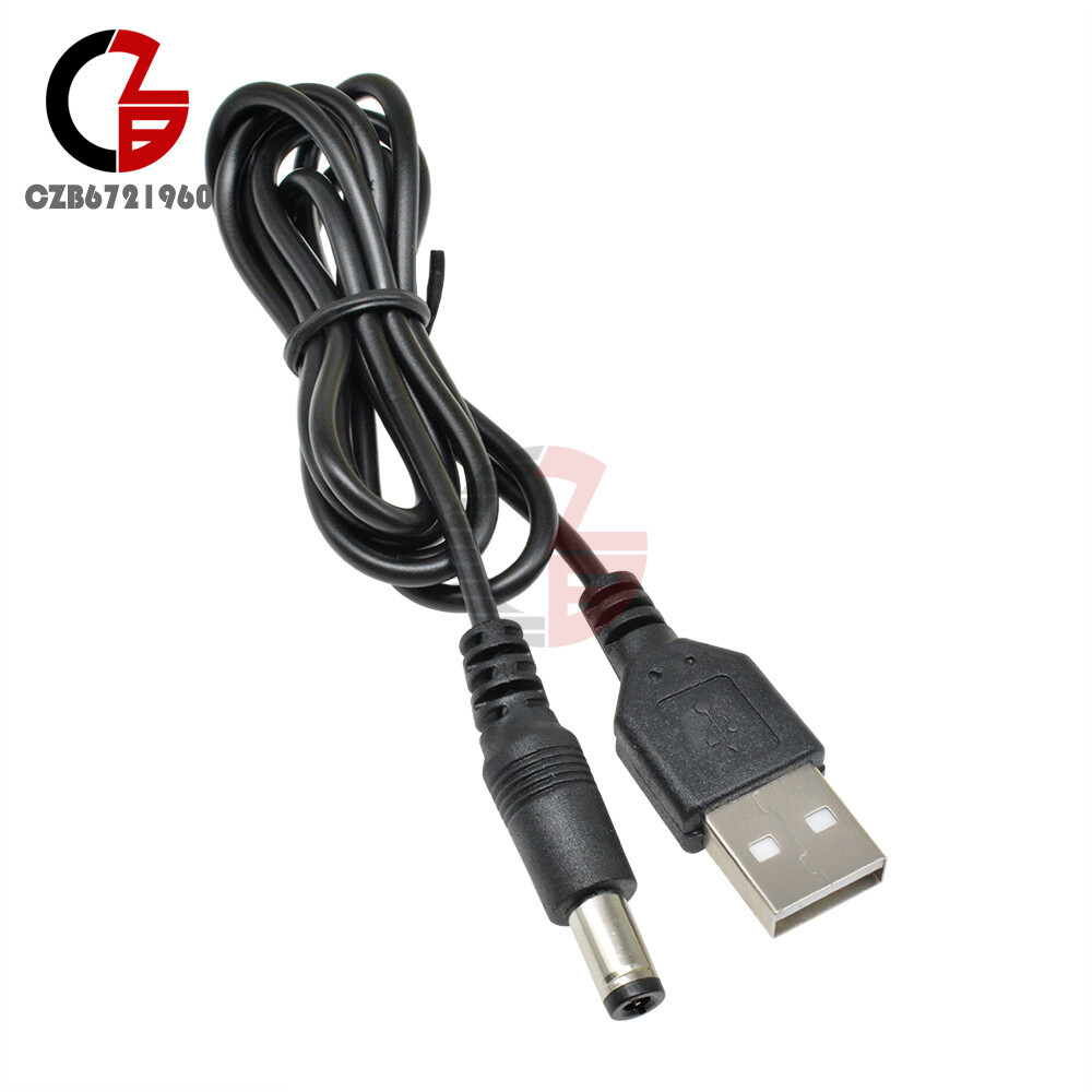 10PCS USB 2.0 Male A To DC 5.5mm x 2.1mm Plug DC Power Supply Cord Socket Cable