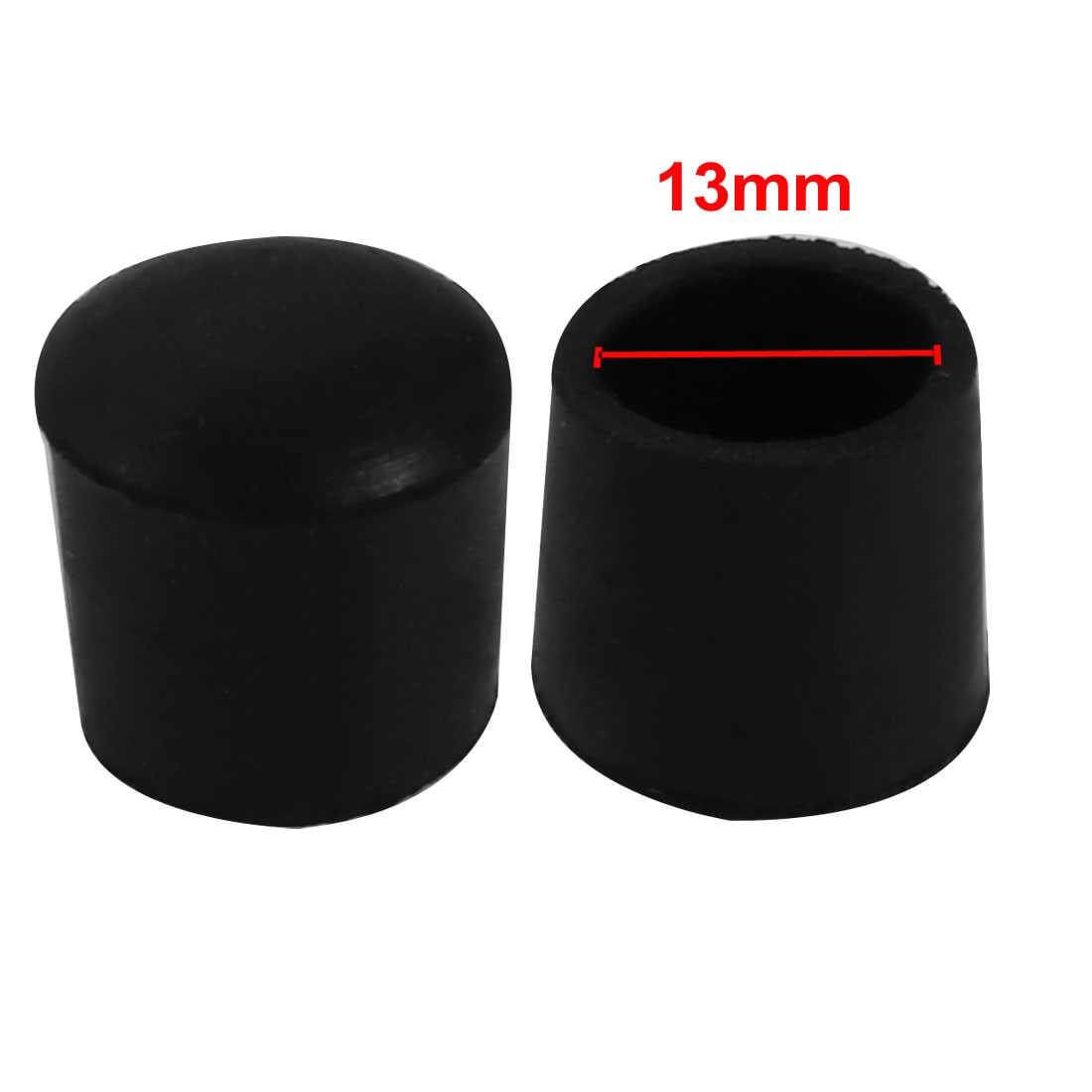 20pcs Furniture Desk Chair Round Rubber Leg Tip Cap 13mm Inner Diameter Black