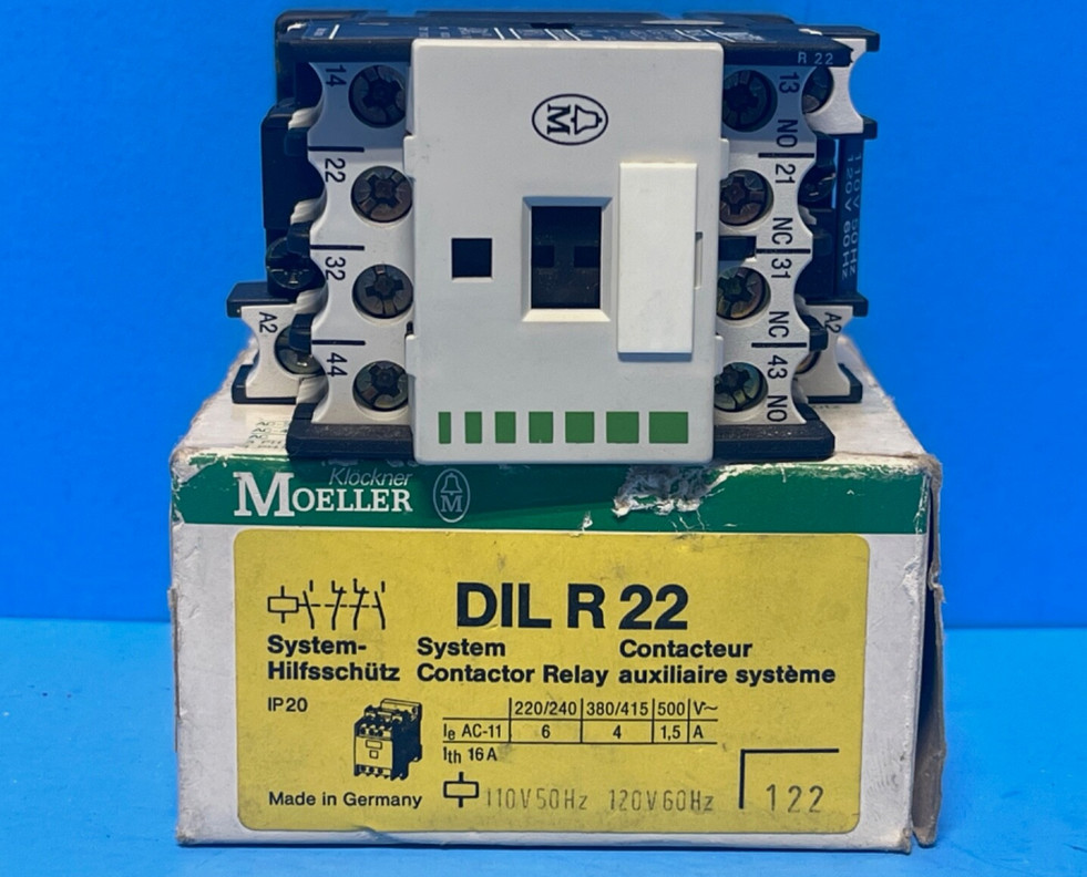 Klockner Moeller DILR-22 Contactor Relay 2N.O. + 2N.C. Rated 15 A 120V Coil