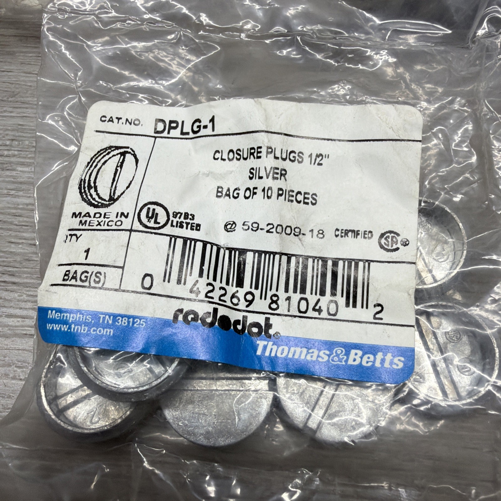 Lot Of 80 T&B Red Dot DPLG-1 Weatherproof Closure Plugs, 1/2” NPT, 8 Packs Of 10