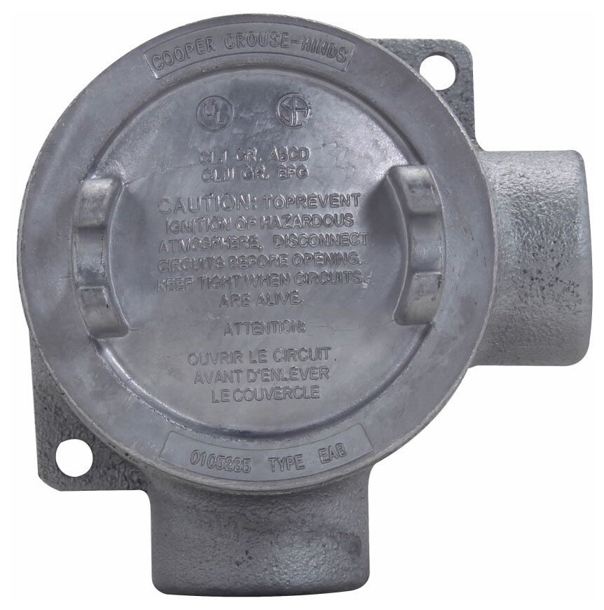 Crouse-Hinds EABL26, (2) 3/4″ Hub, Iron, Explosionproof Conduit Outlet Box, 1pc
