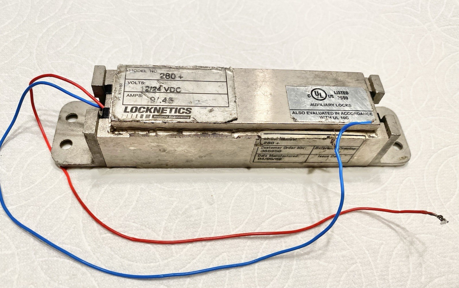 Locknetics 280+ Magnetic Lock 12/24vdc ( Untested, Unknown Condition).