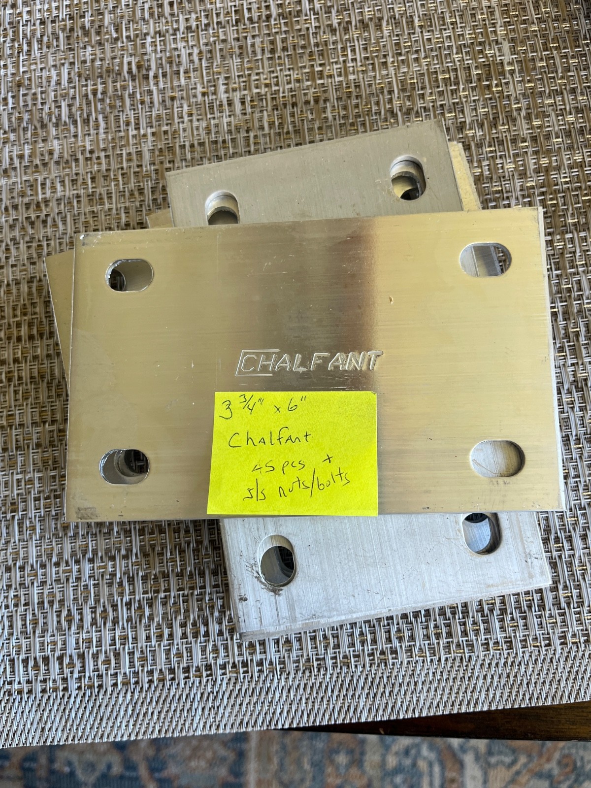 8 NOS Chalfant Aluminum Cable Tray Splice Plate 3-3/4″ x 6″ + S/S nut bolt