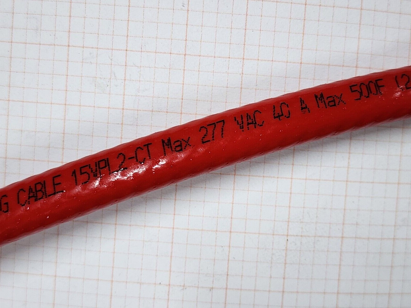 nVent/Raychem 15VPL2-CT High Temp Power Limited Heat Trace Cable 15W/Ft 277V/1ft