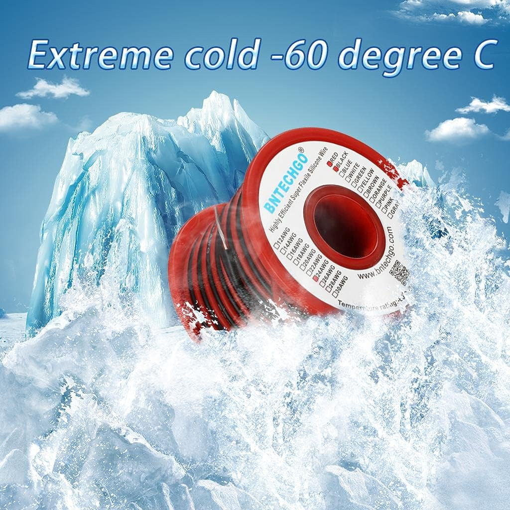 24 Gauge Silicone Wire Spool Red and Black Each 25ft 2 Separate Wires Flexible 2