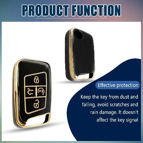 Key Fob Cover Compatible with Atlas 2018-2024, T1guan 2018-2 Color: Black-Gold