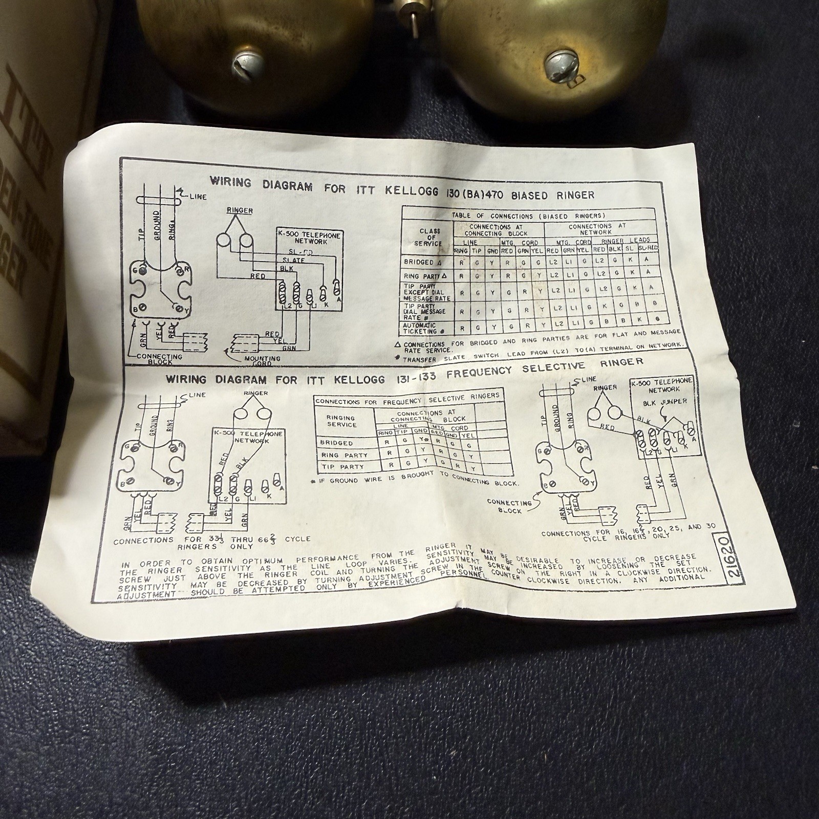 ITT TELECOMMUNICATIONS GOLDEN-TONE RINGER ITT 130(BA) 470 NEW OLD STOCK