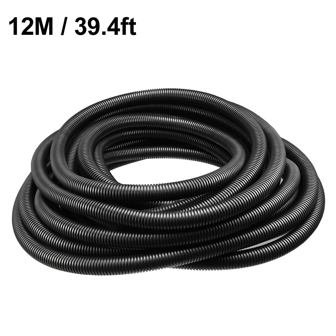12 M 16 x 20 mm PP Flexible Corrugated Conduit Tube for Office Black