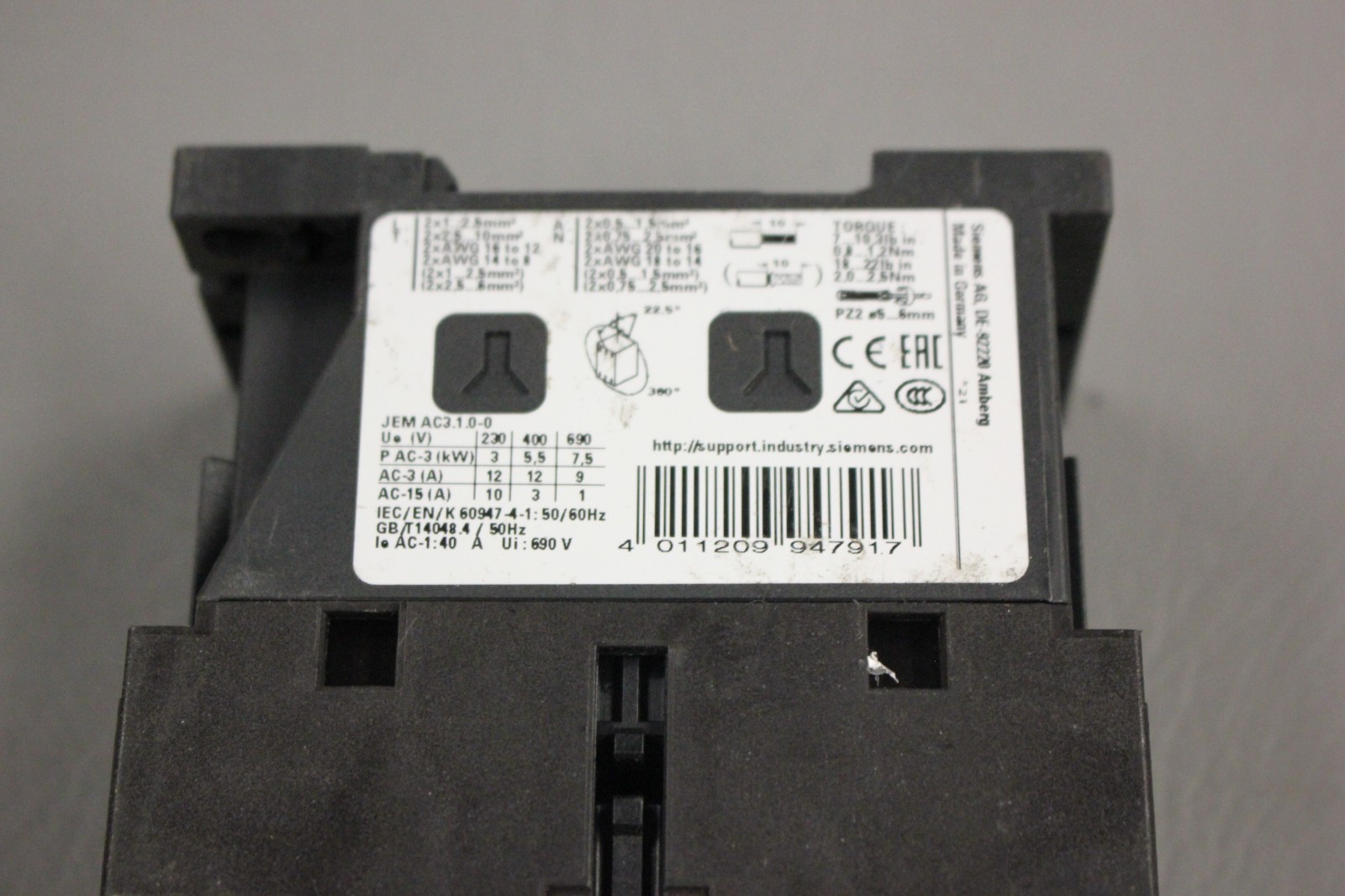 SIEMENS SIRIUS CONTACTOR 3RT2024-1AV60
