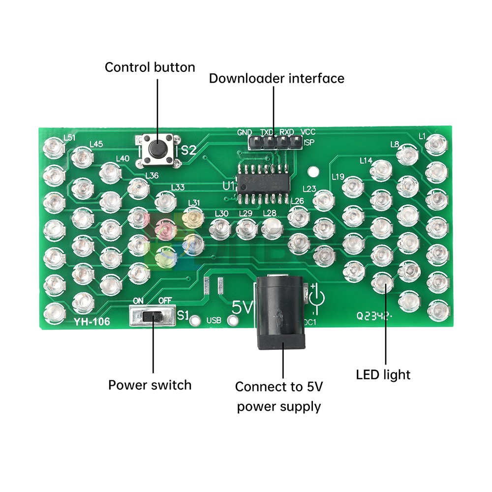 Electronic Hourglass DIY Kit Funny Practice Soldering Kit w/ LED DC Power Cable