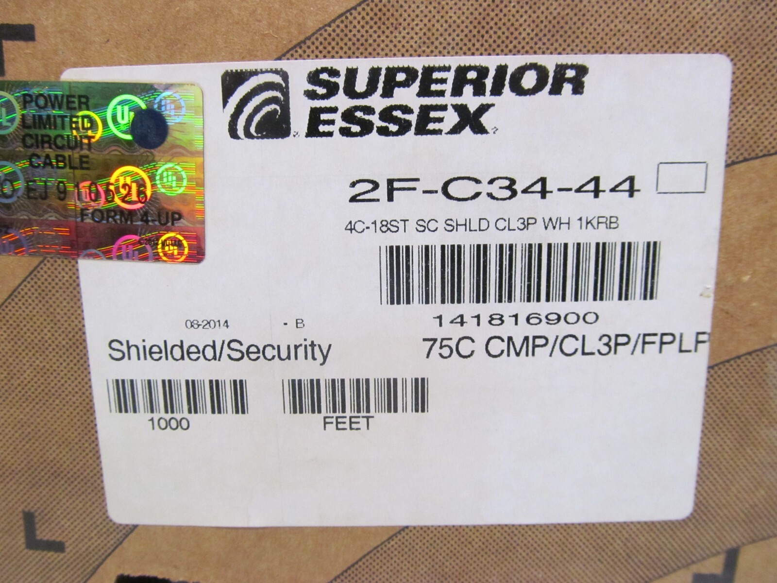 625′ Superior Essex 18/4 18 4c-18ST AWG Wire Cable Shielded Security 2f-c34-44