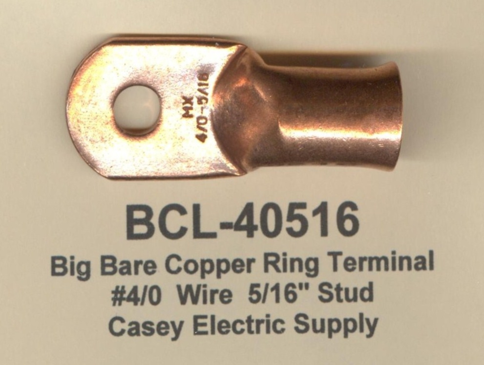 10 Bare Battery Big COPPER Lug Ring Terminal Connector 4/0 Wire Gauge 5/16″ Stud