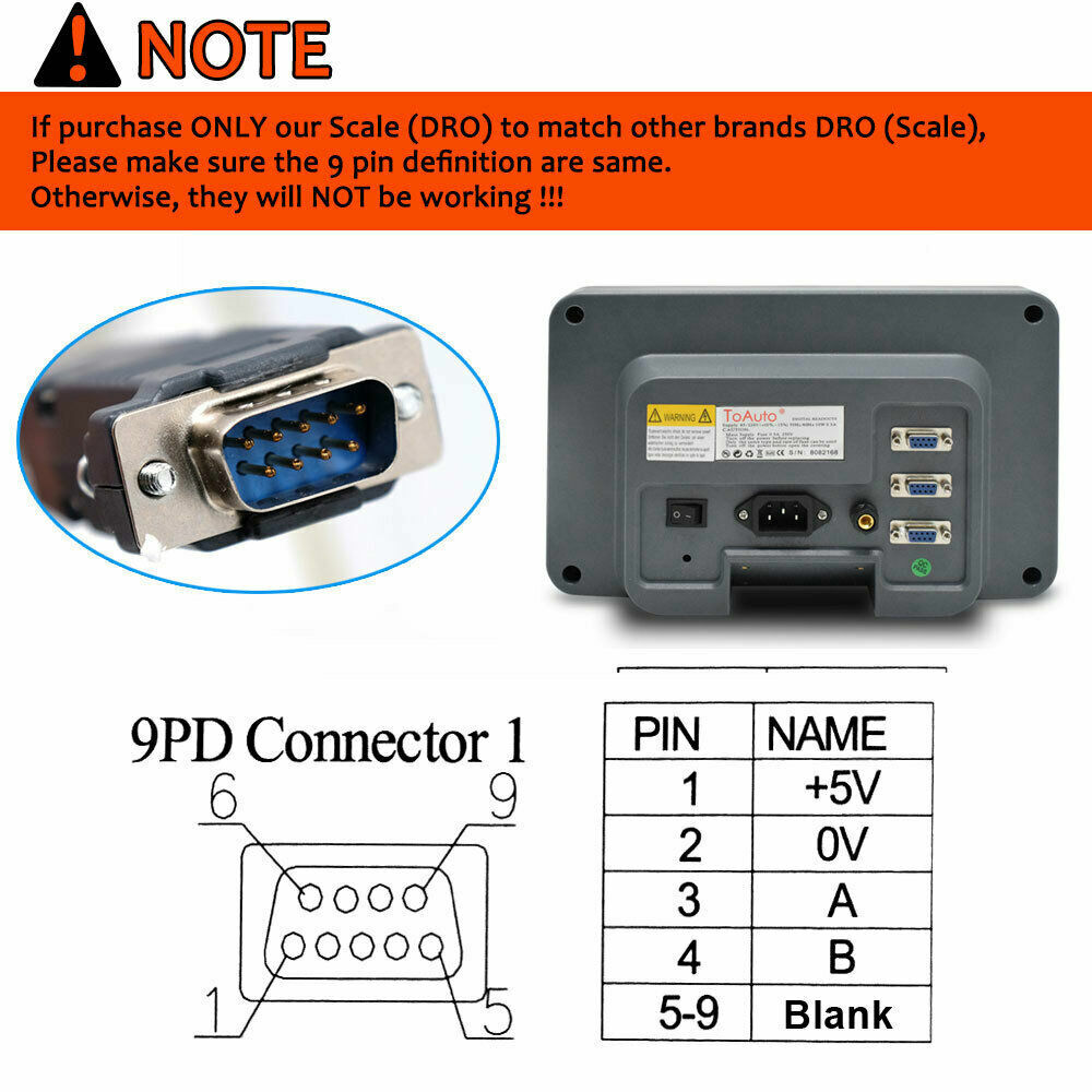 ToAuto 3 Axis Digital Readout +3pc Linear Scale 150*300*550mm DRO Kit,US STOCK