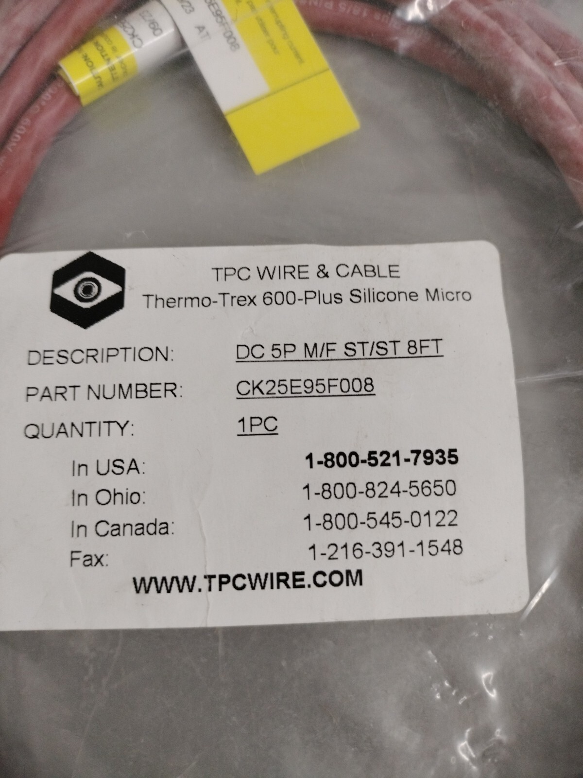 TPC Wire And Cable Thermo Trex 600 Plus Silicone Micro CK25E95f008 8ft