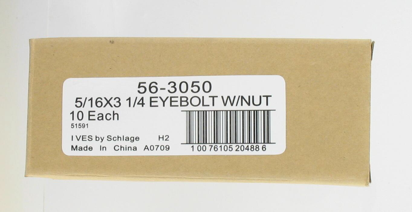 LOT OF TEN 5/16 X 3 1/4 EYEBOLT W/NUT 56-3050-10