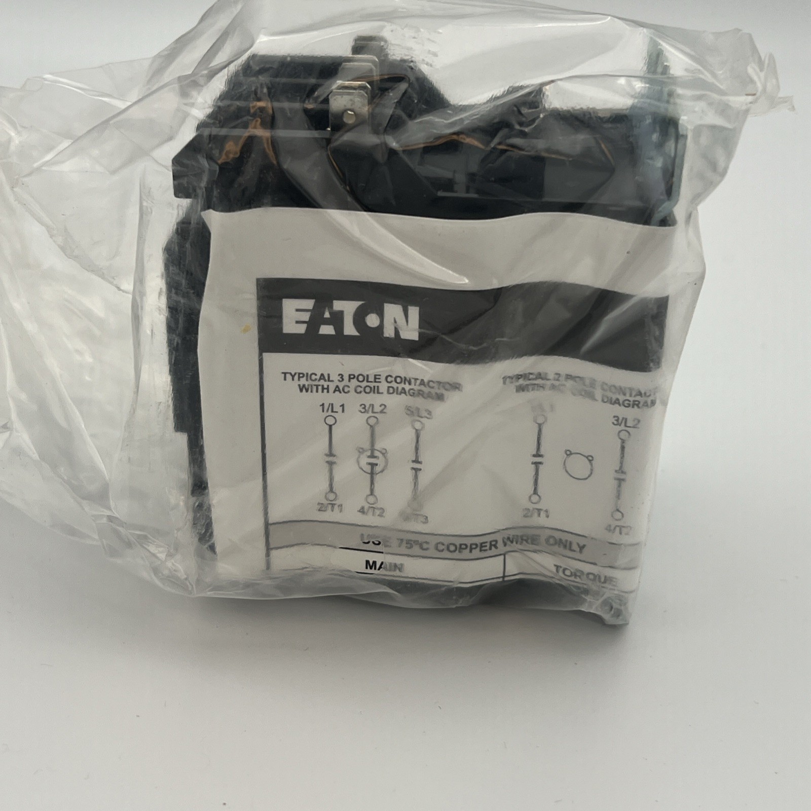 Eaton C25DNF340A 600V 40/60A Contactor 3P Quick Connect Terminals
